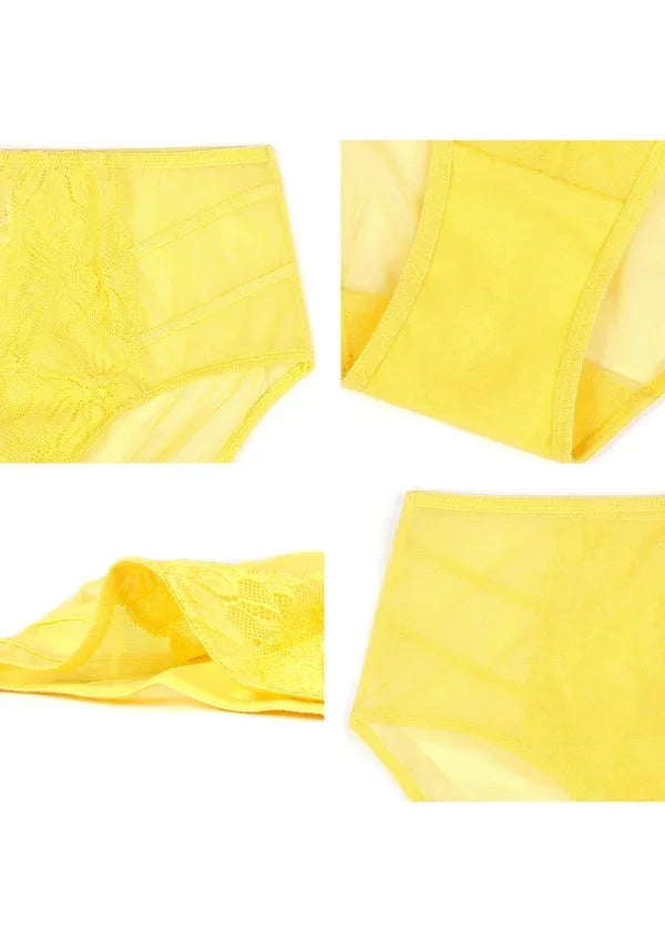 Pretty In Petals Bright Yellow Lace Bikini Underwear