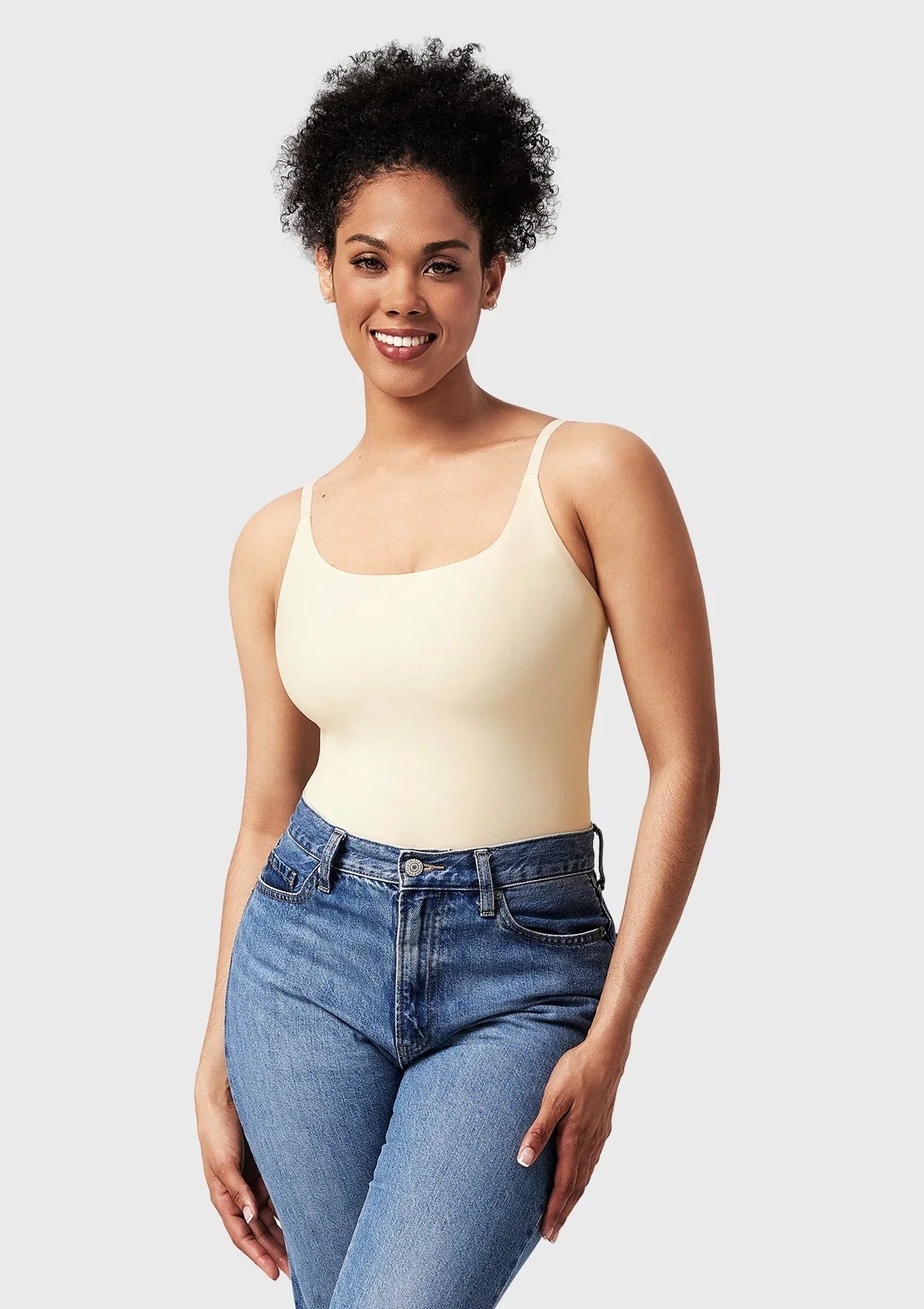 Seamless Comfort Square Neck Sleeveless Bodysuit Backless High Cut Thong Tank Tops