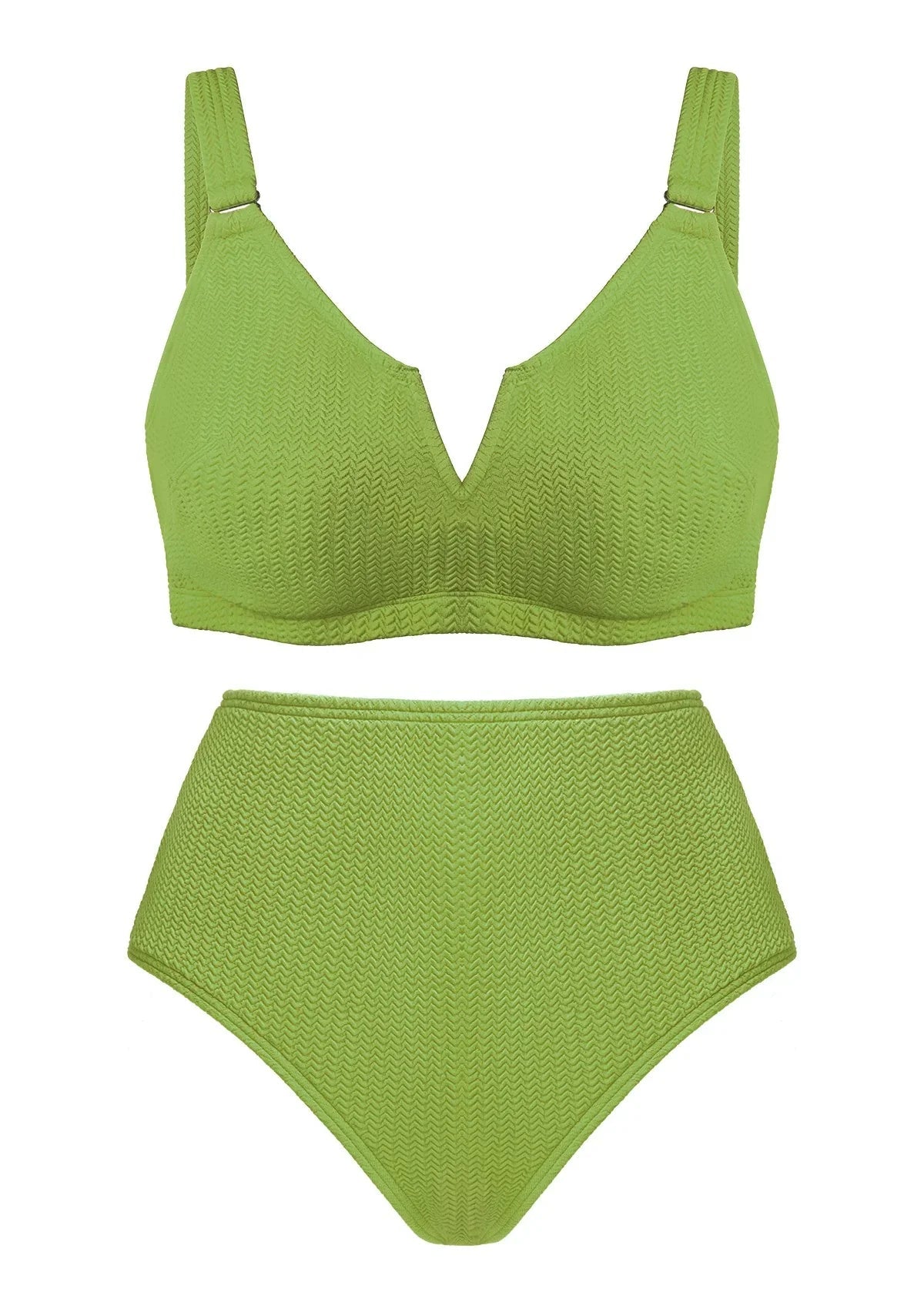 V-wire Plunge Textured Two-piece Bikini Set