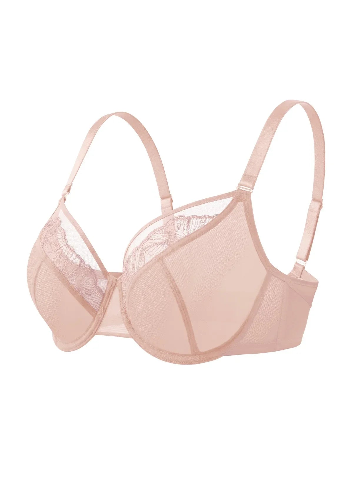 HSIA Yumi Unlined Sheer Embroidery Lace Full Coverage Bra Elegant Sculpting Support