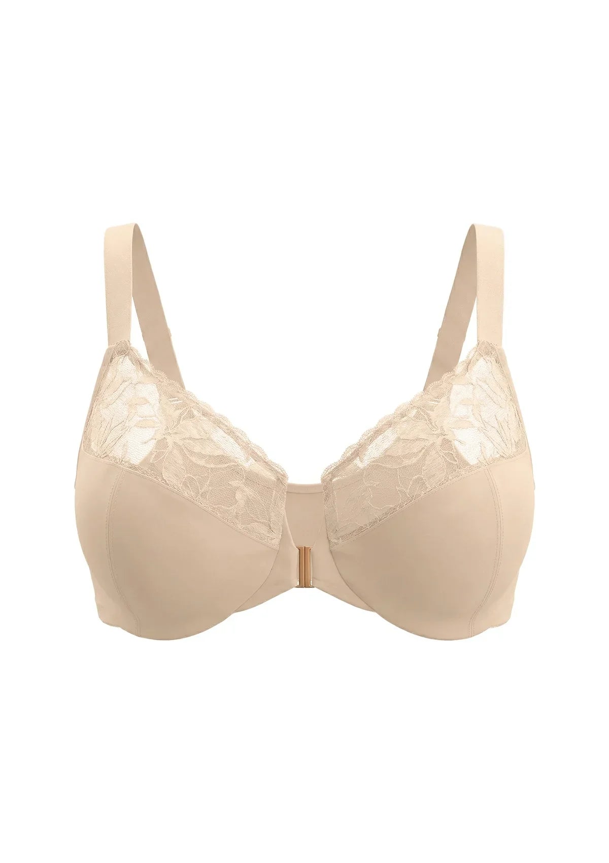 HSIA Anemone Unlined Plus Size Front Closure 3/4 Cup Underwire Back Support Bra Lace Trim for Sculpted Lift Womenswear