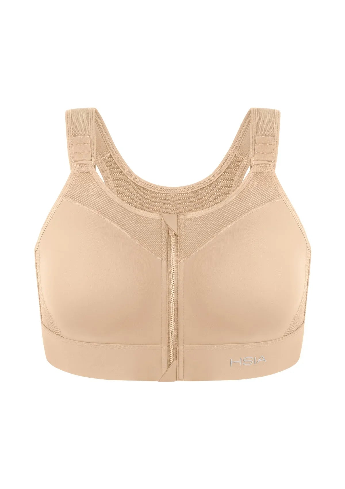 HSIA PowerMove High Support Zip Front Sports Bra Wireless No Bounce Adjustable Wide Straps
