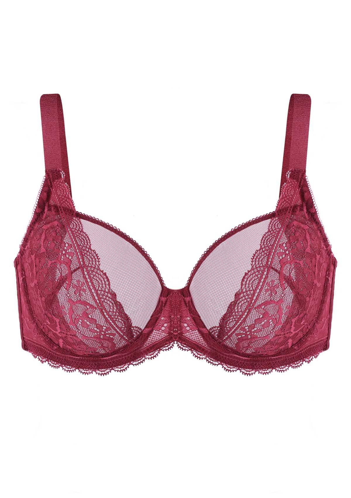 HSIA Lace Dolphin Burgundy Underwire Bra