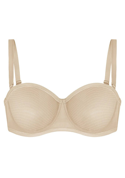 Bella Sheer Mesh Unlined Underwire Strapless Balconette Bra