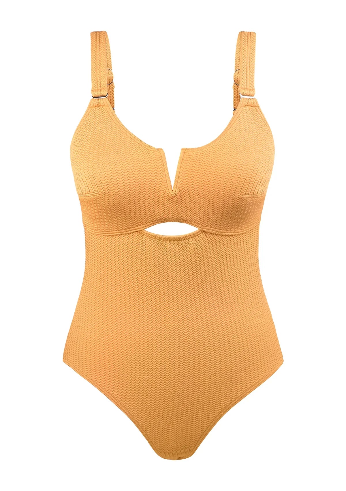 Mermaid Scales Bra V-wire Plunge Textured One-piece Cutout Swimsuit