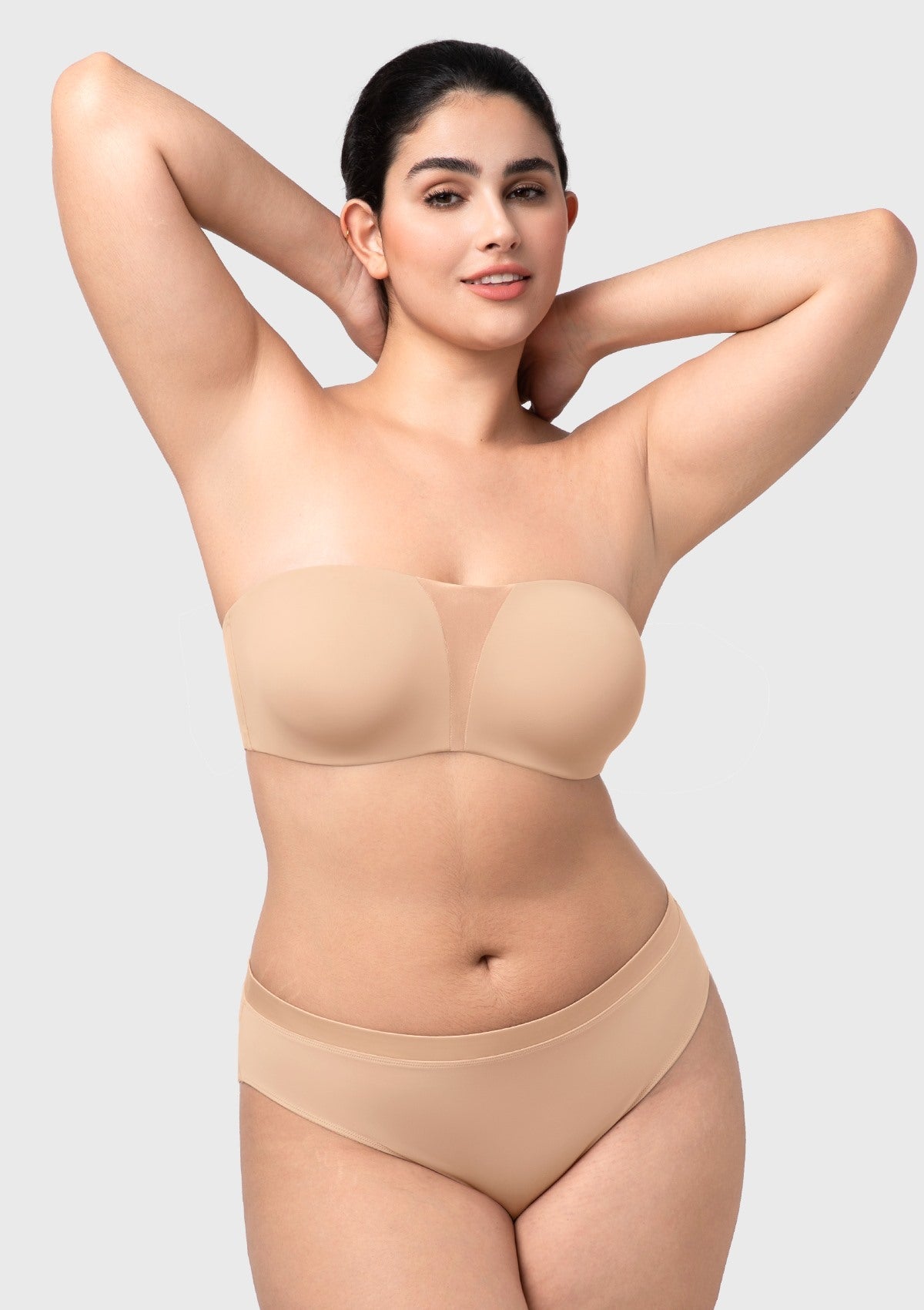 Fiery Unlined Seamless Comfort Underwire Plus Size Bandeau Strapless Coffee Bra