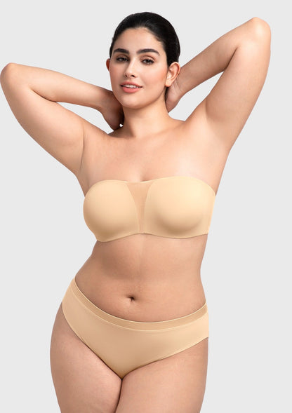 Fiery Unlined Seamless Comfort Underwire Plus Size Bandeau Strapless Coffee Bra