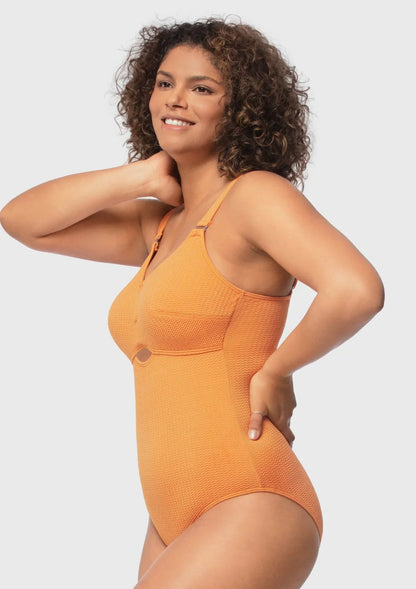 Mermaid Scales Bra V-wire Plunge Textured One-piece Cutout Swimsuit