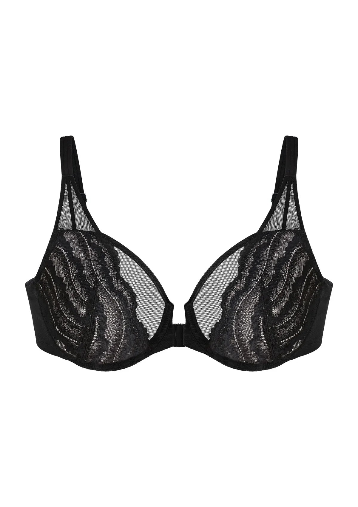 Aqua Passion Front-Close Unlined Lace Bra
