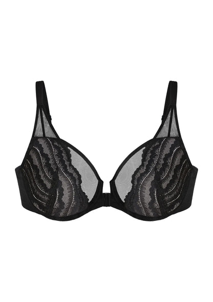 Aqua Passion Front-Close Unlined Lace Bra