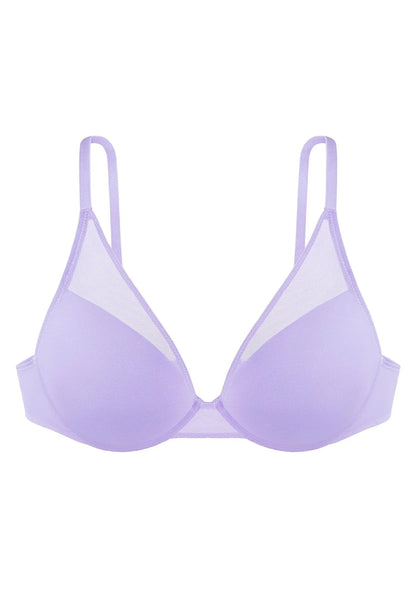 Deep V Plunge Mesh T-shirt Push-Up Bra
