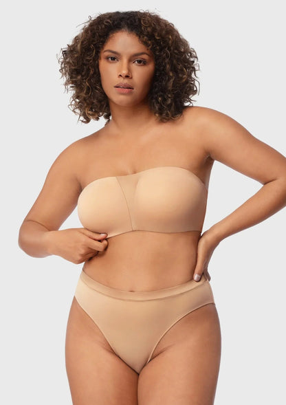 Fiery Unlined Seamless Comfort Underwire Plus Size Bandeau Strapless Bra