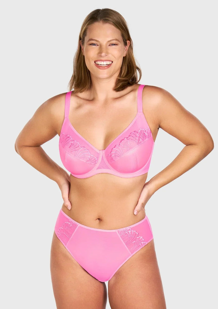 HSlA Pearl Shimmer Unlined Plus Size Full Coverage Underwire Comfortable Bra