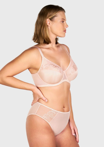 HSlA Pearl Shimmer Unlined Plus Size Full Coverage Underwire Comfortable Bra