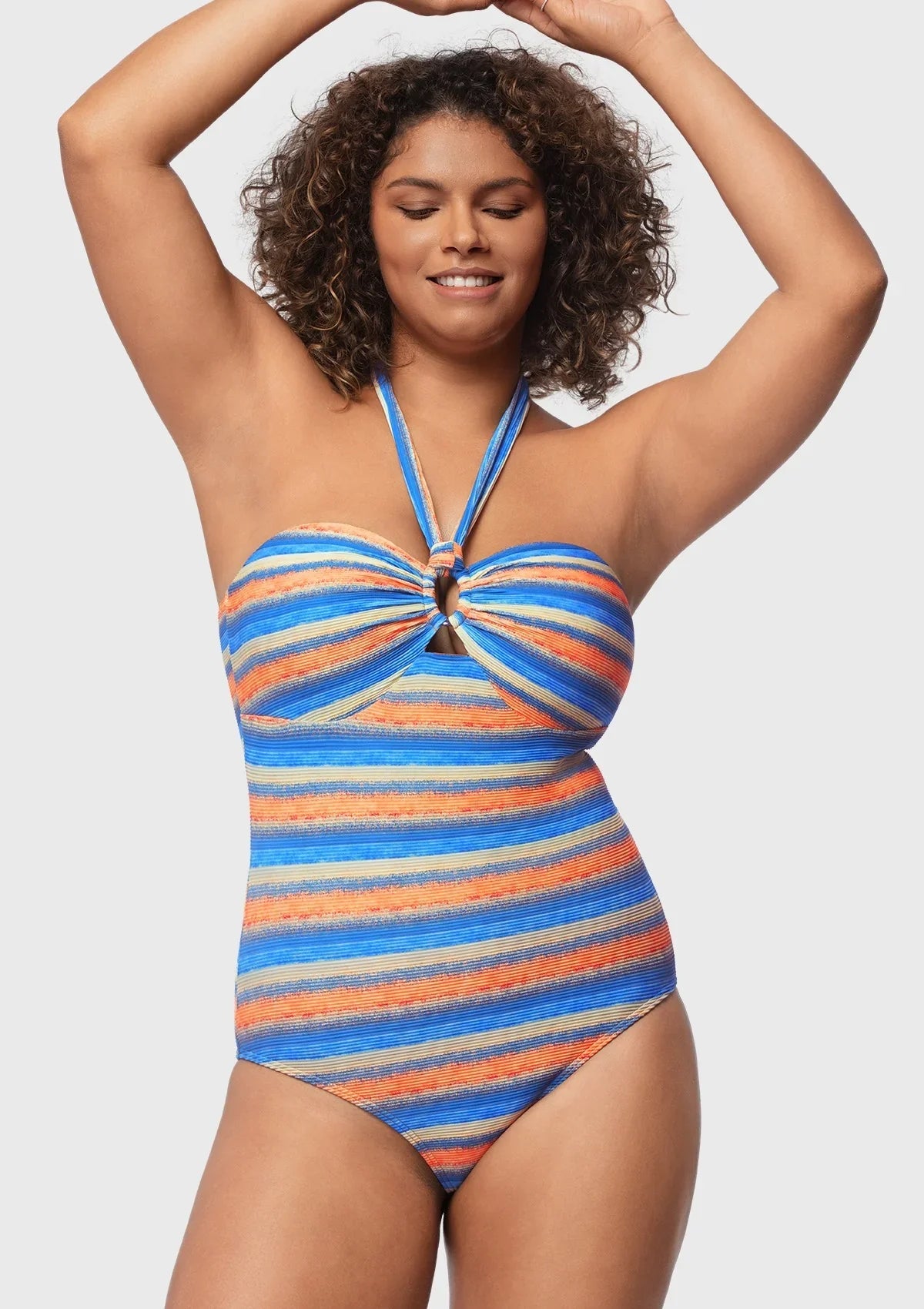 Multiway Multi-colored Striped One-piece Swimsuit