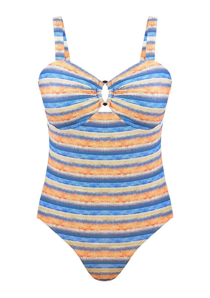 Multiway Multi-colored Striped One-piece Swimsuit
