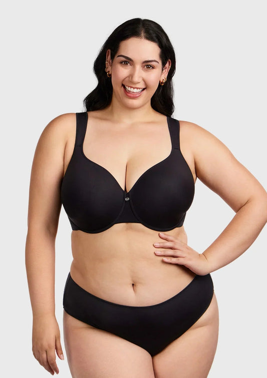 Patricia T-shirt Black Lightly Padded Underwire Minimizer Bra