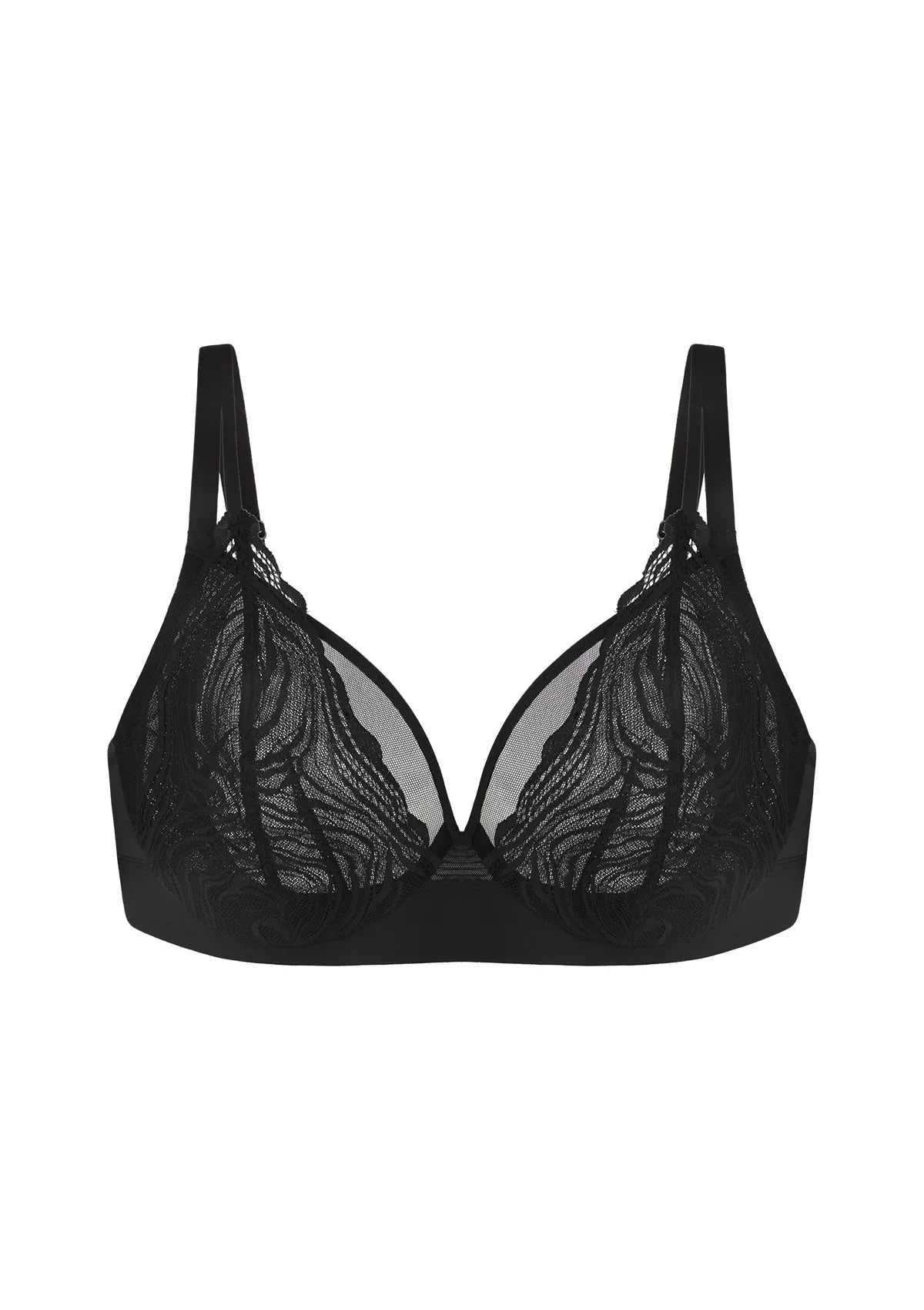 Serenata Flora Linear Lace Sheer Mesh Full Coverage Unlined Underwire Bra