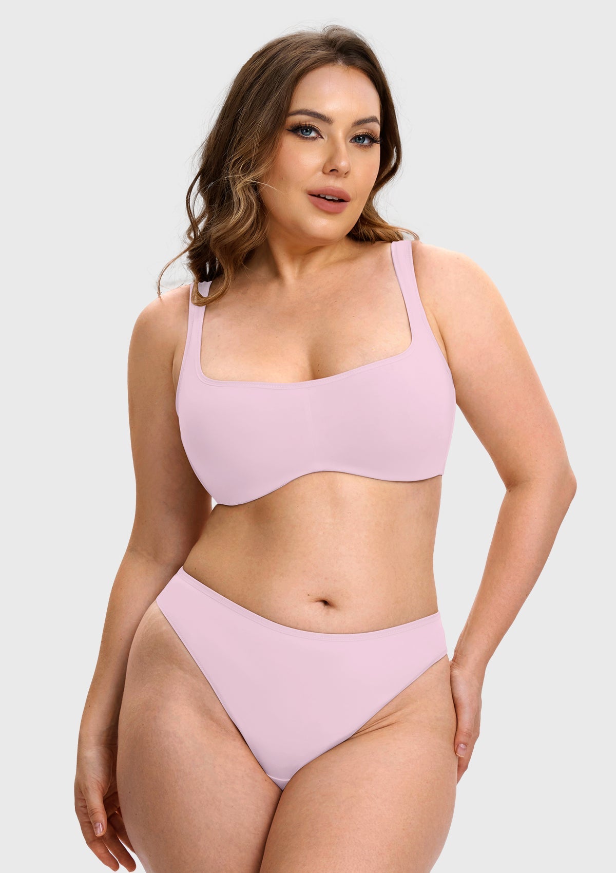 Vespera Square Neckline Full-Bust Demi Bra, Wide Straps, Seamless - HSIA