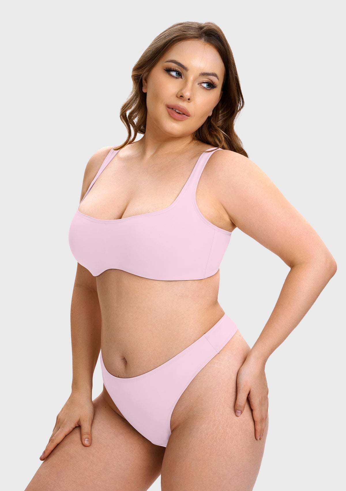 Vespera Square Neckline Full-Bust Demi Bra, Wide Straps, Seamless - HSIA