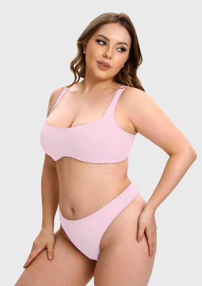 Vespera Square Neckline Full-Bust Demi Bra, Wide Straps, Seamless - HSIA