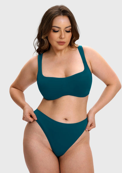 Vespera Square Neckline Full-Bust Demi Bra, Wide Straps, Seamless - HSIA