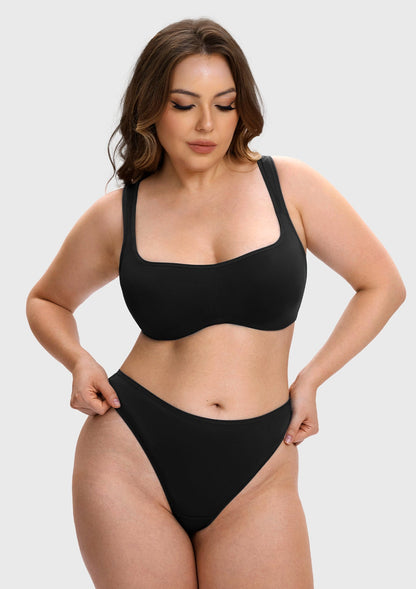 Vespera Square Neckline Full-Bust Demi Bra, Wide Straps, Seamless - HSIA
