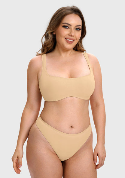 Vespera Square Neckline Full-Bust Demi Bra, Wide Straps, Seamless - HSIA