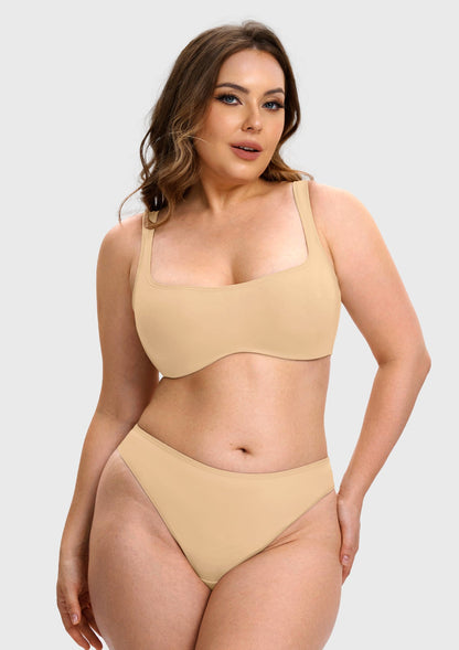 Vespera Square Neckline Full-Bust Demi Bra, Wide Straps, Seamless - HSIA