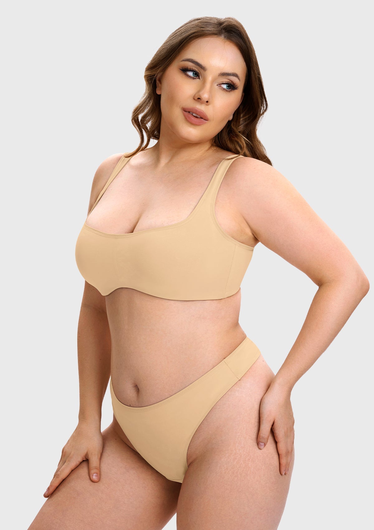 Vespera Square Neckline Full-Bust Demi Bra, Wide Straps, Seamless - HSIA