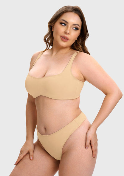 Vespera Square Neckline Full-Bust Demi Bra, Wide Straps, Seamless - HSIA