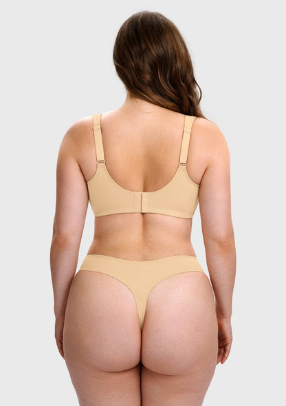 Vespera Square Neckline Full-Bust Demi Bra, Wide Straps, Seamless - HSIA