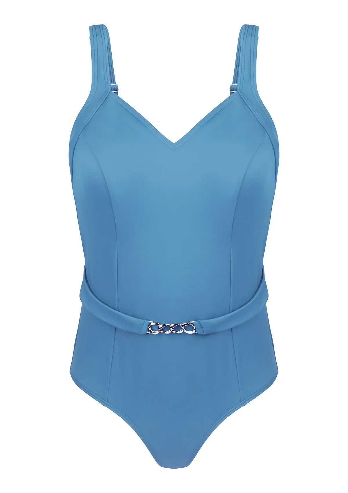 V-Neck Chain Trim One-Piece Swimwear