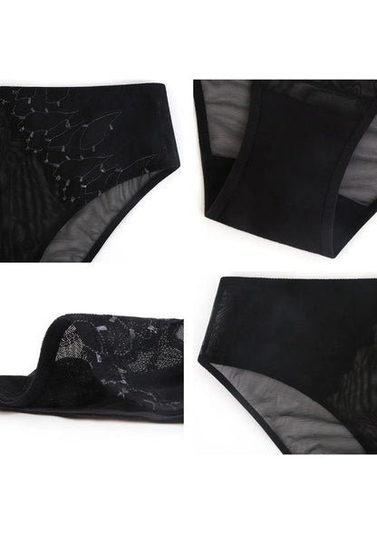 Winter Sonata Embroidered High-Rise Sheer Mesh Lace Bikini Undewear