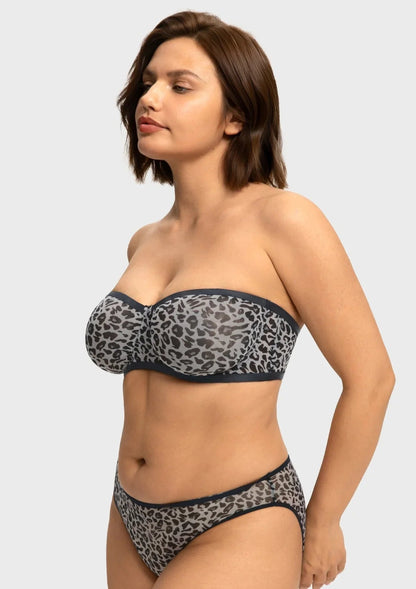 Bella Sheer Mesh Unlined Underwire Strapless Balconette Bra