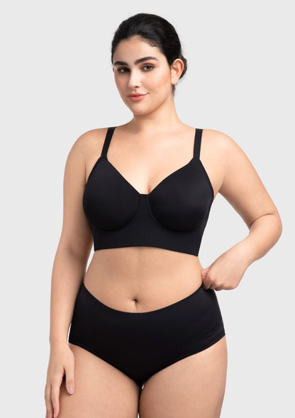 HSIA Delia Plus Size Lightly Padded Seamless Full Coverage Underwire Longline T-Shirt Bra for Fuller Bust