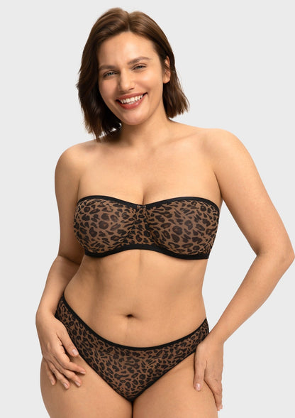 Leopard Unlined Strapless Minimizer Bra