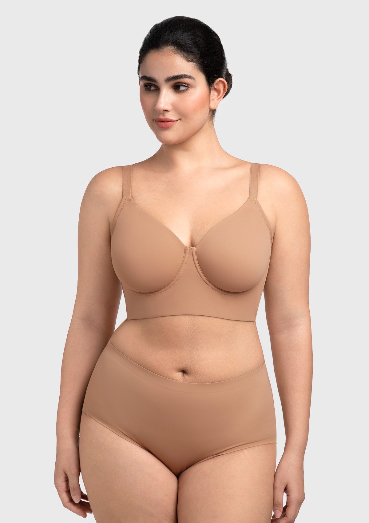 HSIA Delia Plus Size Lightly Padded Seamless Full Coverage Underwire Longline T-Shirt Bra for Fuller Bust