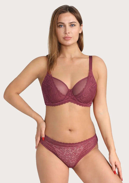 HSIA Lace Dolphin Burgundy Underwire Bra