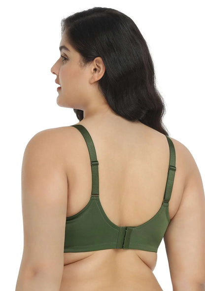 Billie Cross Front Strap Dark Green Smooth Sheer Mesh Underwire Bra