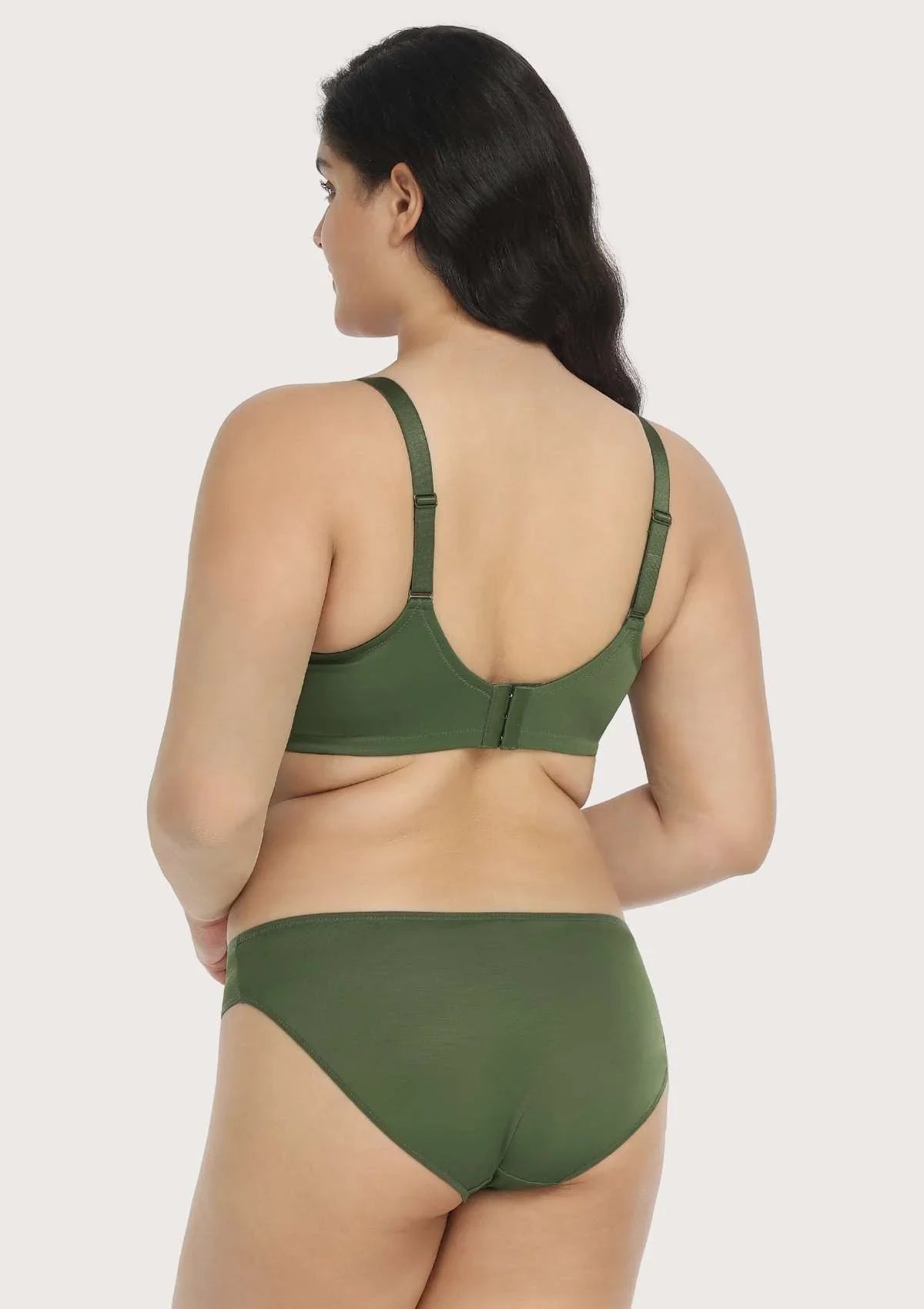 Billie Cross Front Strap Dark Green Smooth Sheer Mesh Underwire Bra