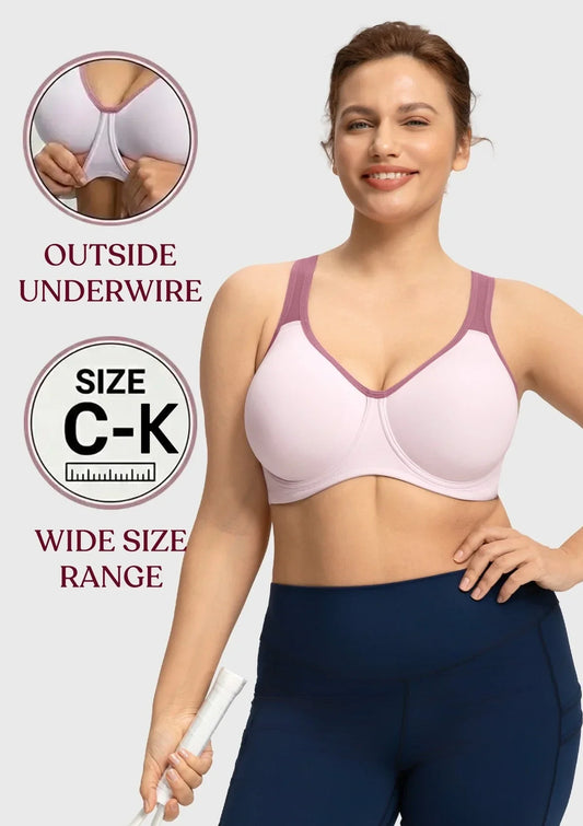 ComfyArc Unlined Outside Underwire Racerback Sports Bra