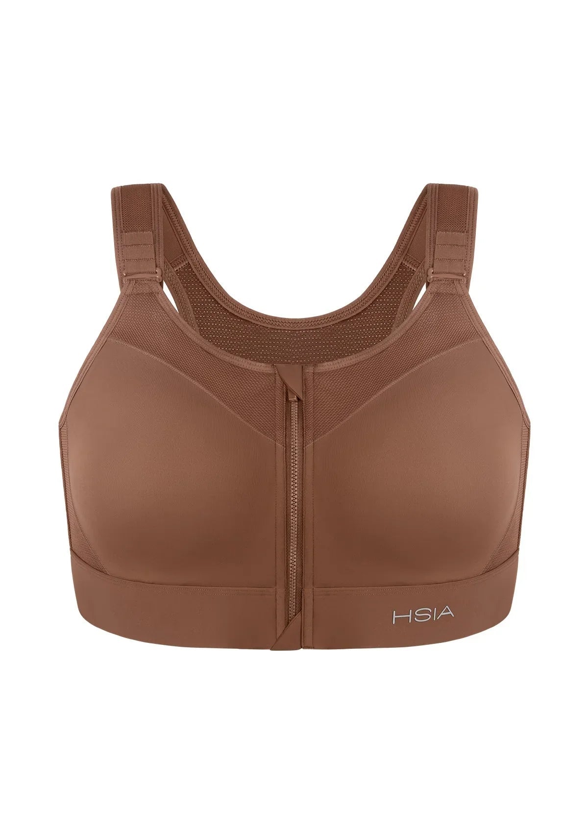 HSIA PowerMove High Support Zip Front Sports Bra Wireless No Bounce Adjustable Wide Straps