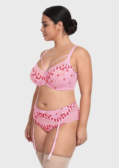 HSIA Renna Holiday Embroidered Pink Mesh Brief Underwear