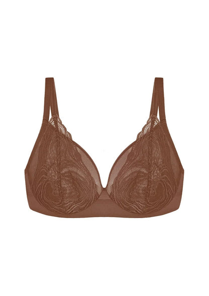 Serenata Flora Linear Lace Sheer Mesh Full Coverage Unlined Underwire Bra