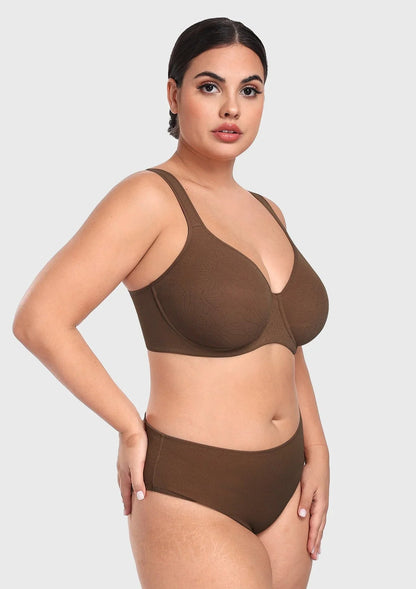 HSIA Joan Comfortzone Soft T-Shirt Full Coverage Unlined Unpadded Underwire Plus Size Minimizer Bra Everyday Bra