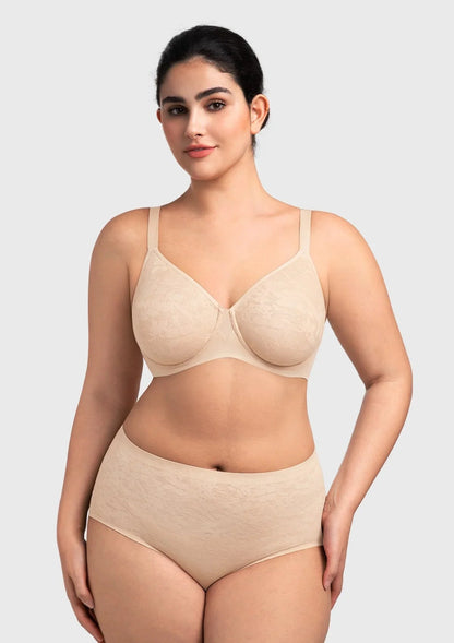 HSIA Auri Seamless Lace Support Bra Full Coverage Underwire Comfort Fit