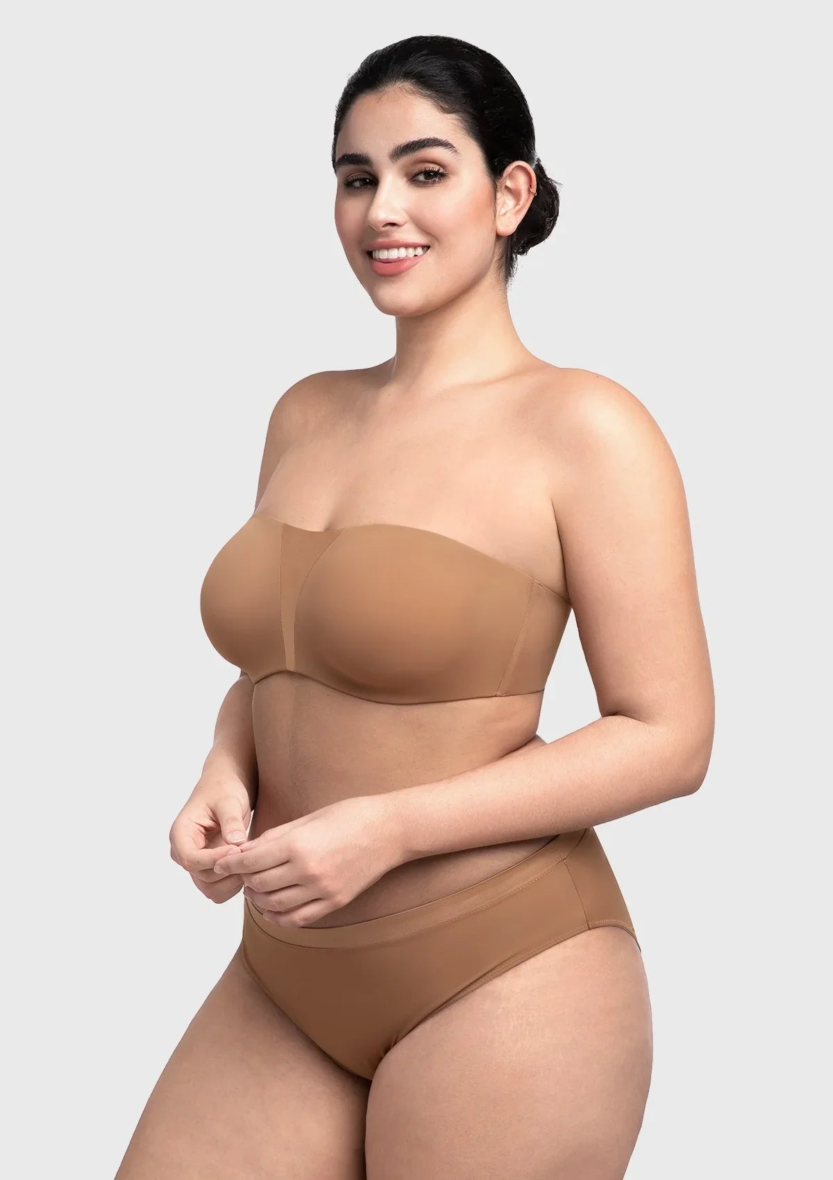 Fiery Unlined Seamless Comfort Underwire Plus Size Bandeau Strapless Coffee Bra