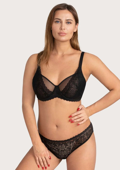 HSIA Lace Dolphin Black Underwire Bra
