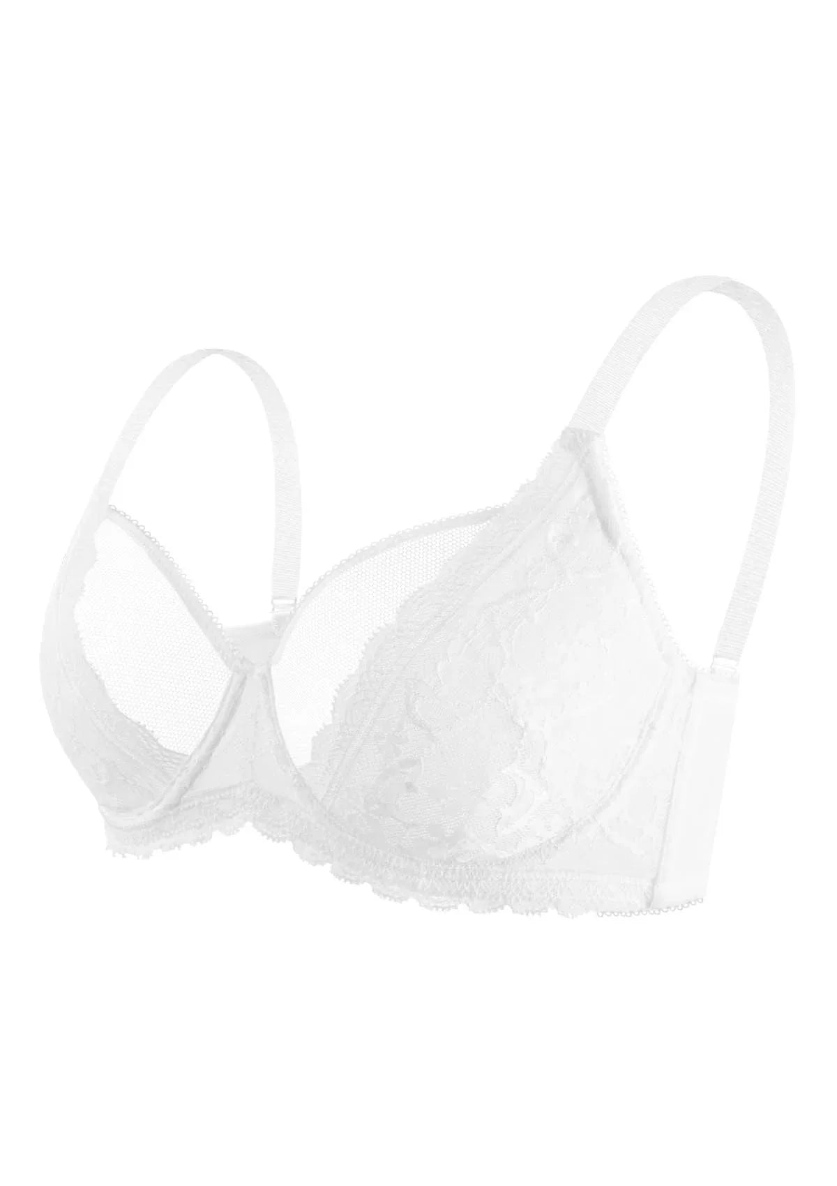Anemone Unlined White Dolphin Lace Underwire Bra Set